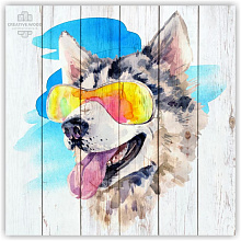 Панно с изображением собаки Creative Wood Векторная графика Векторная графика - Лайка в очках