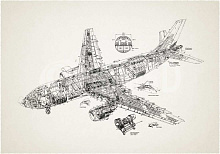 3D обои с рисунком самолёт Design Studio 3D Для подростков PD-003